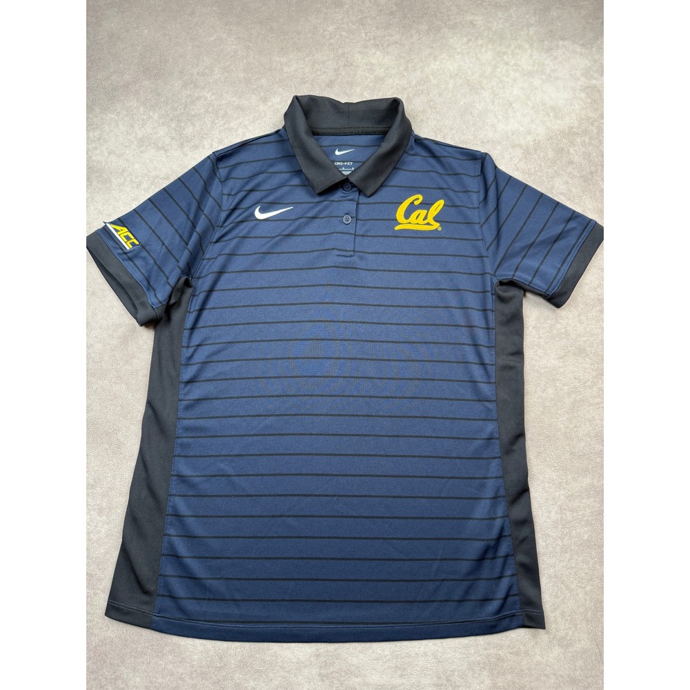 Nike Cal Bears Berkeley Dri-FIT Polo Shirt Men M Navy Stripe ACC Logo Game Day